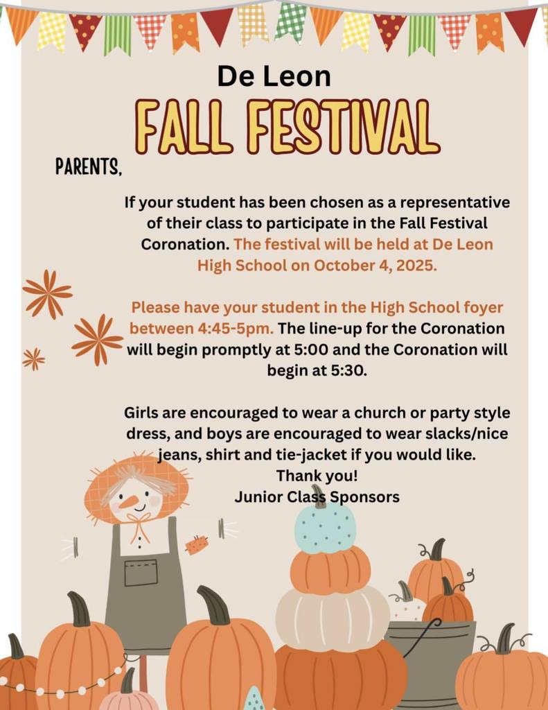 de leon fall festival parent info flyer