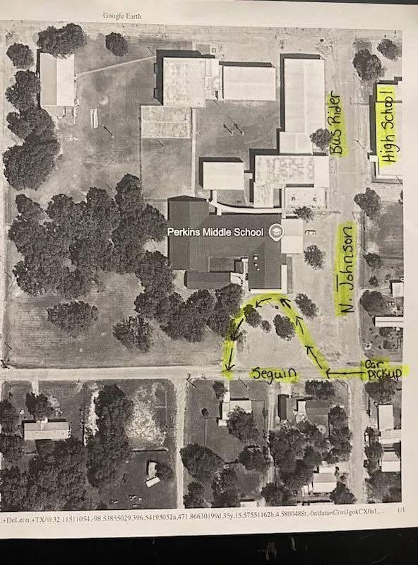 map of middle school drop off and pick up