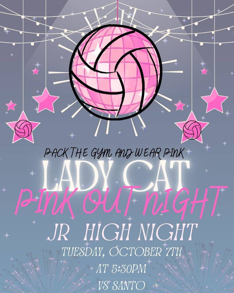 Lady cat pink out night flyer for october 7th