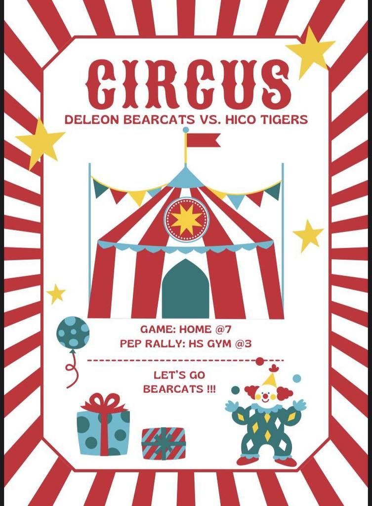 pep rally circus theme flyer