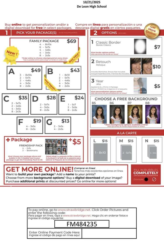 picture retake order form