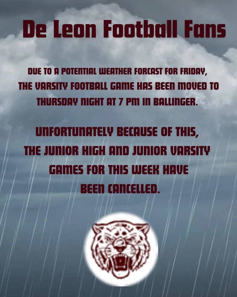 weather update for this week's football games