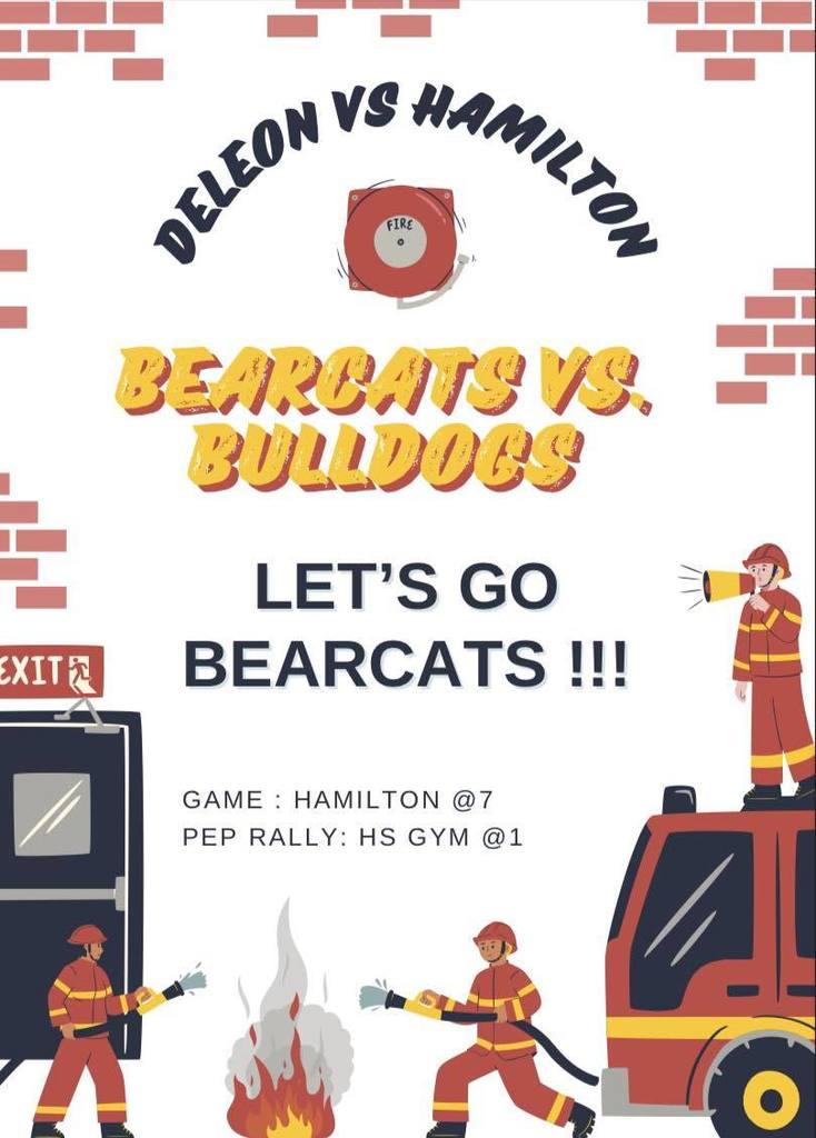 de leon vs hamilton pep rally fire fighter theme flyer