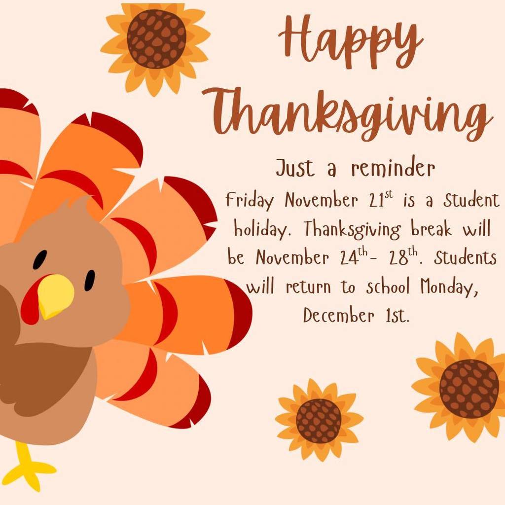 thanksgiving break reminder