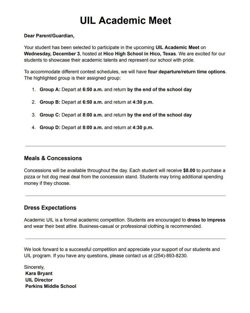 uil academic meet schedule