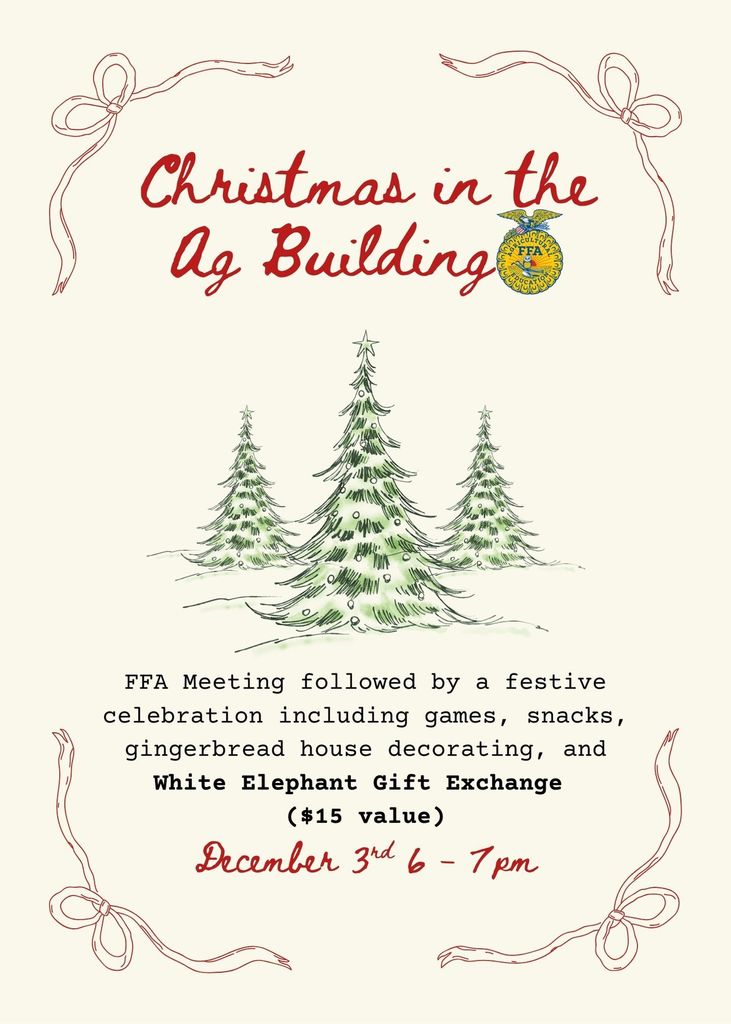 christmas in the ag building flyer for december 3rd from 6 to 7 pm