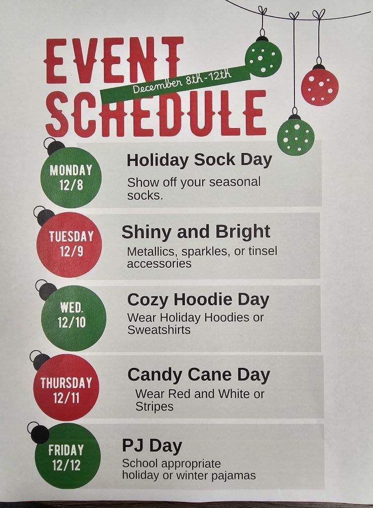 event schedule for pms next week