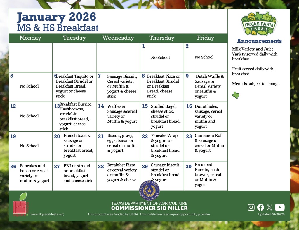 january hs and hs breakfast menu