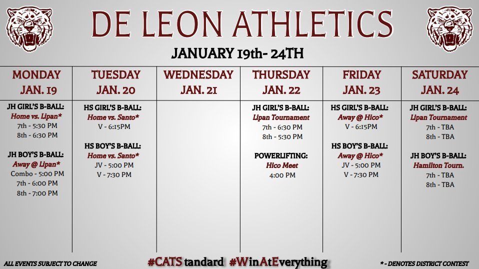 week at a glance graphic