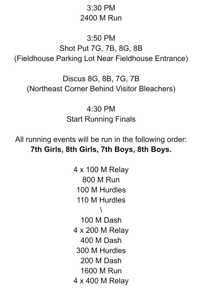 JH track meet schedule text