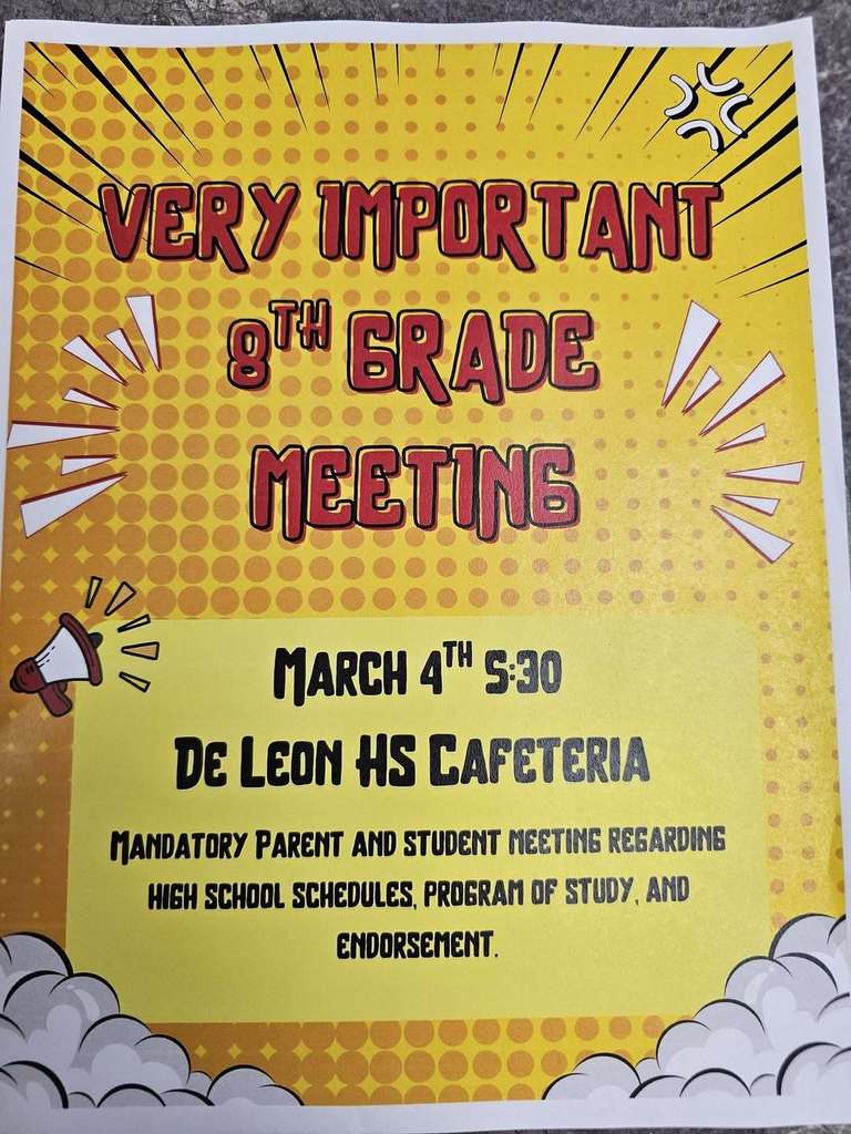 8th grade parent and student meeting flyer