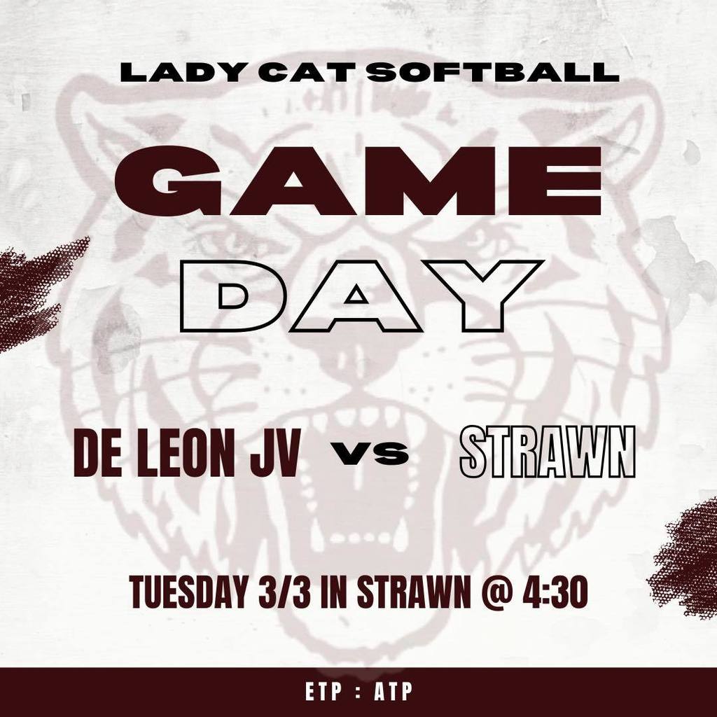 lady cat softball game day vs strawn promo flyer for today at 4:30 pm in strawn