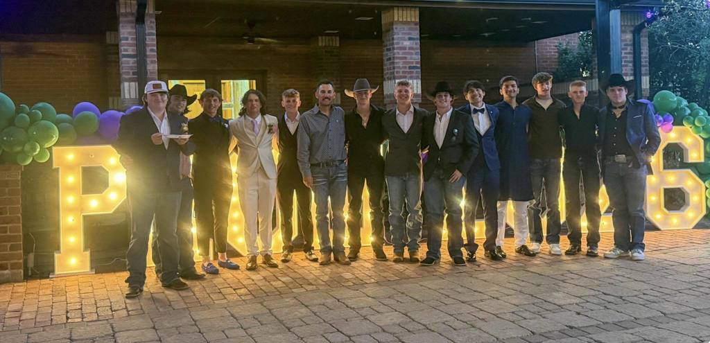 baseball team group photo at prom