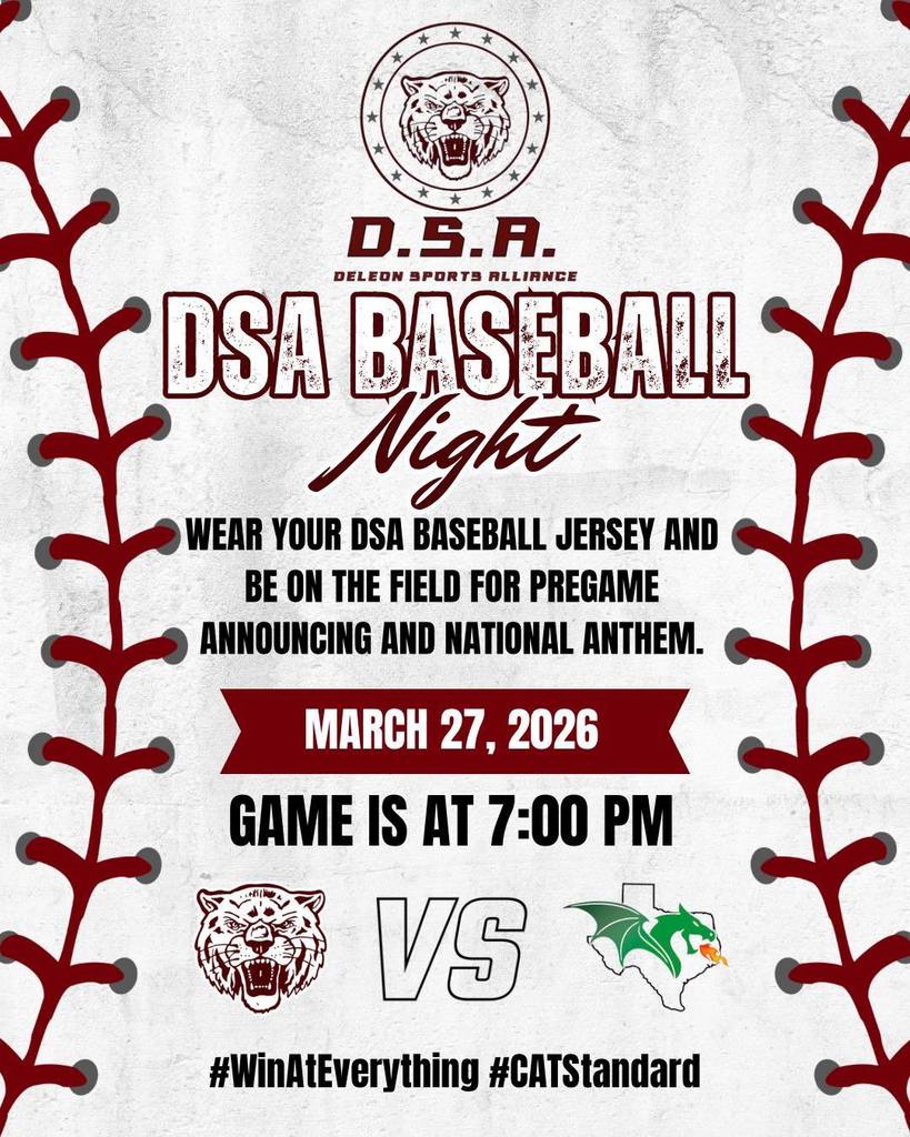 DSA baseball night flyer for march 27 game at 7 pm