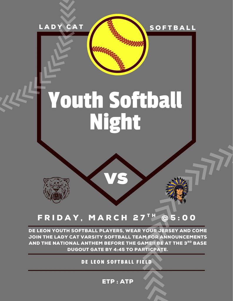 youth softball night friday march 27th at 5 pm