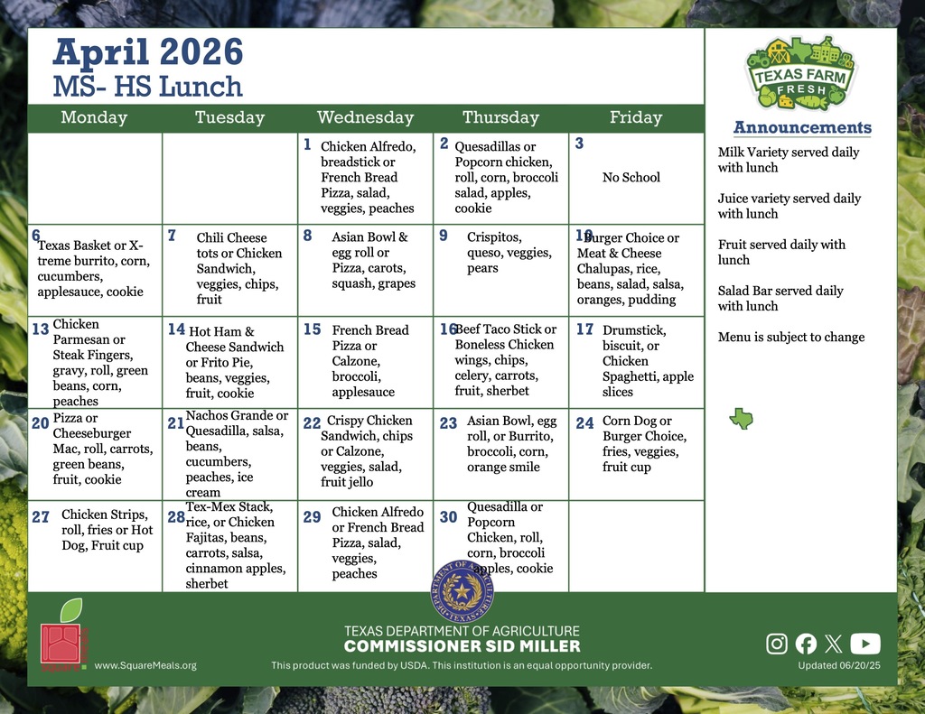 april ms and hs lunch menu