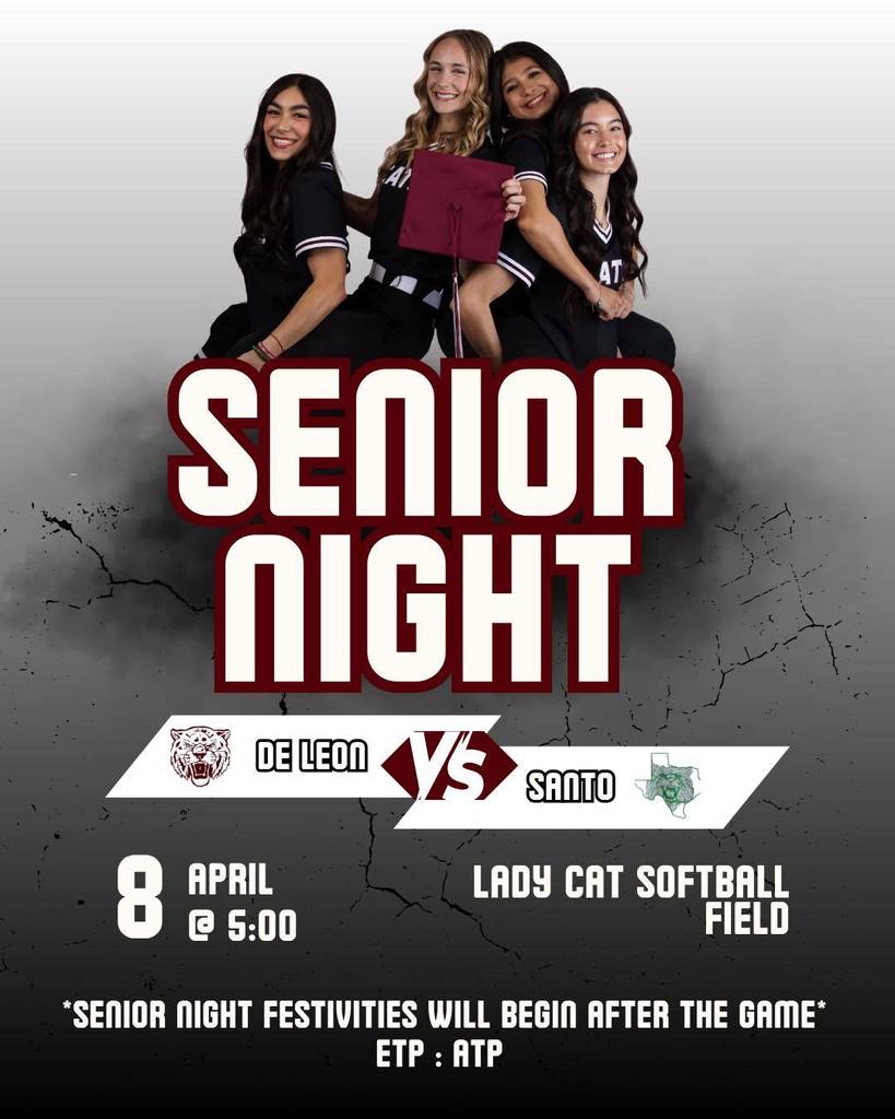 softball senior night vs santo tonight at 5 pm flyer