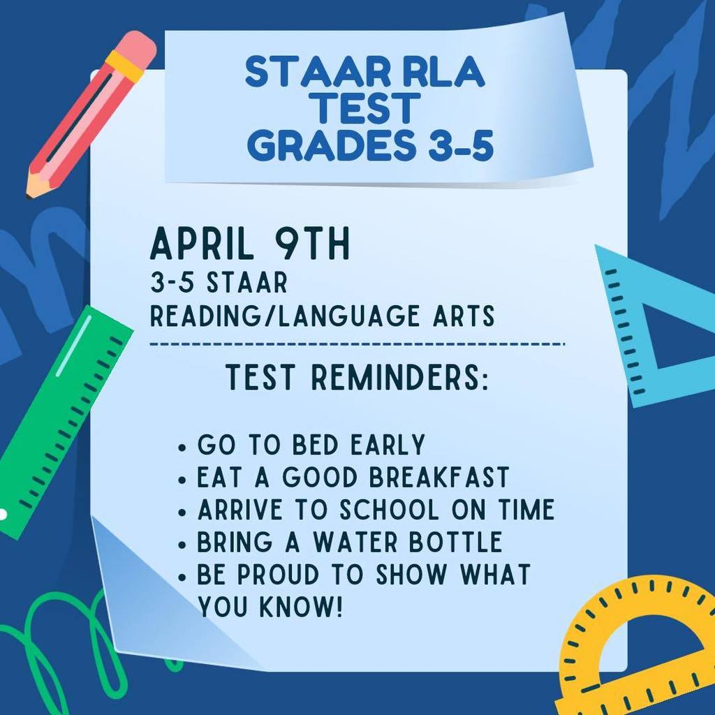 staar rla test grades 3-5 flyer