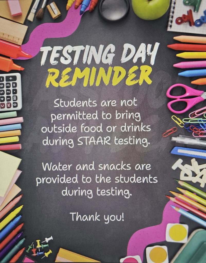 testing day reminder for elementary 