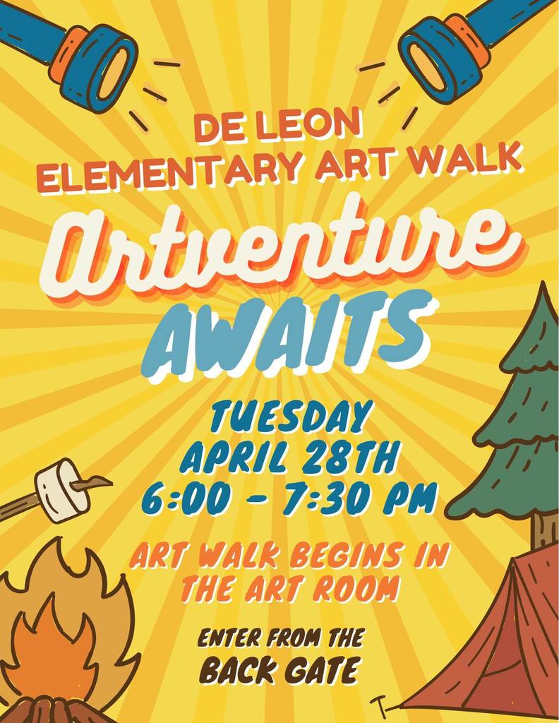 de leon elementary art walk tuesday april 28th 6 to 7:30 pm flyer