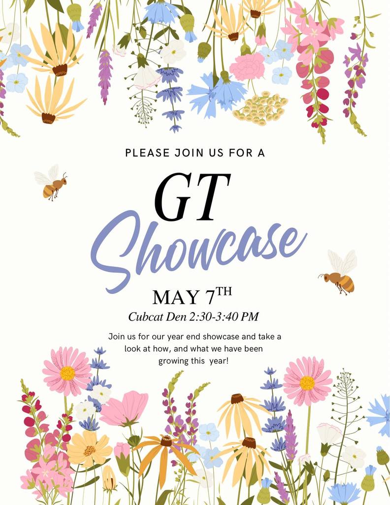 gt showcase may 7th in the cubcat den flyer