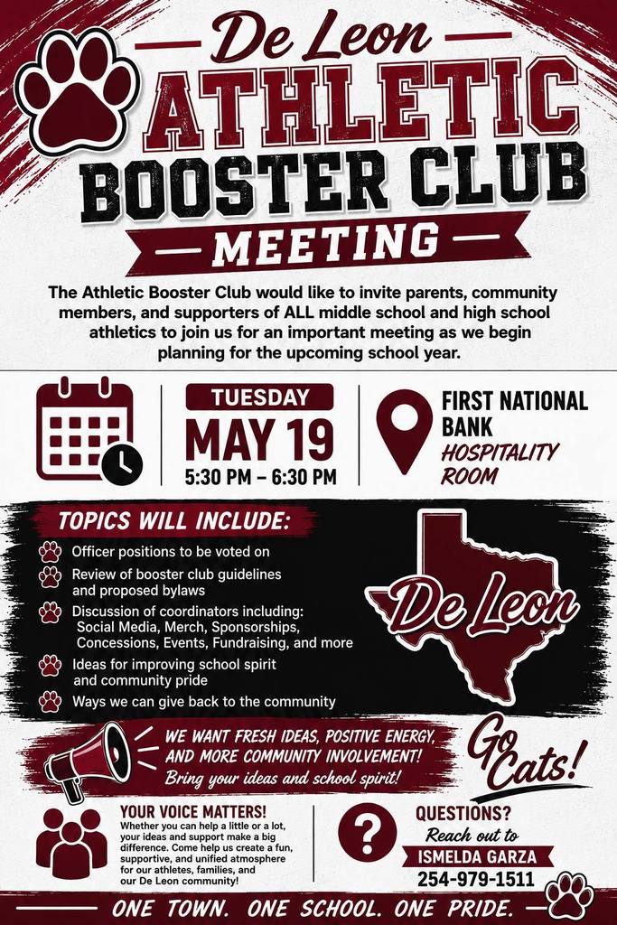 athletic booster club meeting tuesday may 19th text graphic