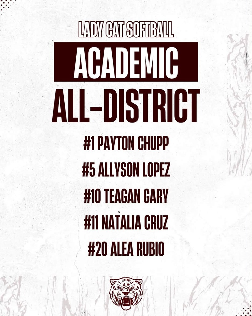 lady cat softball academic all district text 