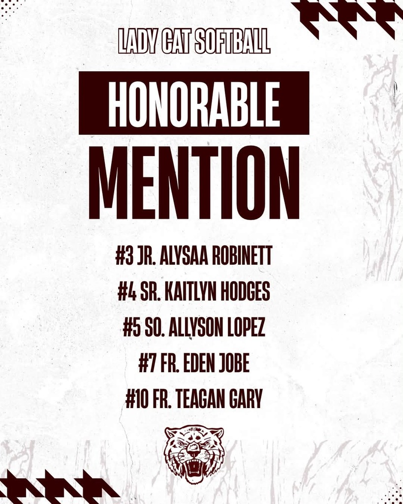 lady cat softball honorable mention text 