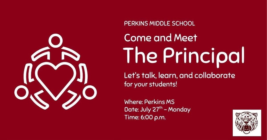 Perkins middle school come and meet the principal flyer