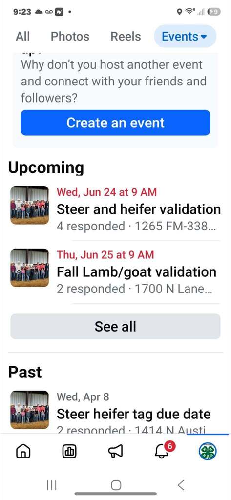 FFA facebook events reminder
