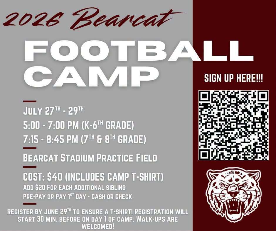 2026 bearcat football camp flyer