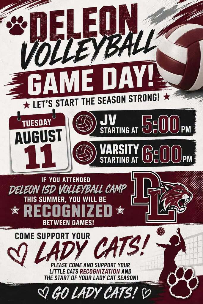 de leon volleyball game day flyer