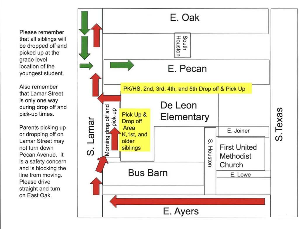 elementary drop off/pick up map