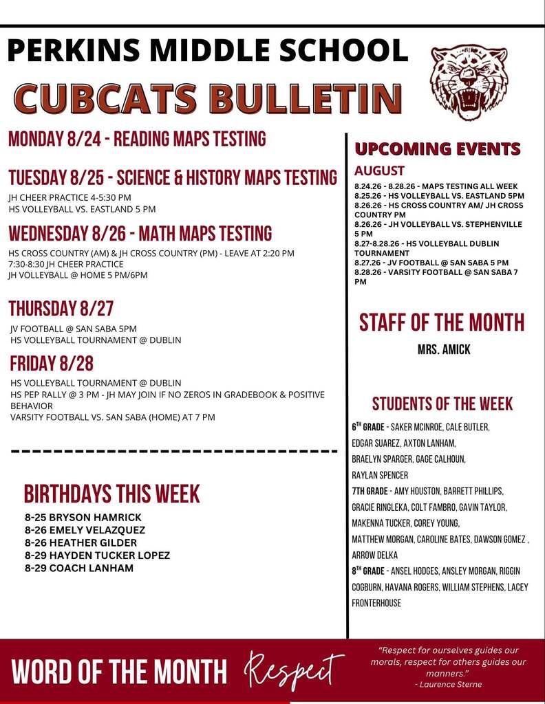 perkins middle school cubcats bulletin flyer