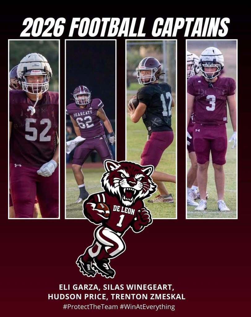2026 football captains, eli garza, silas winegeart, hudson price, and trenton zmeskal