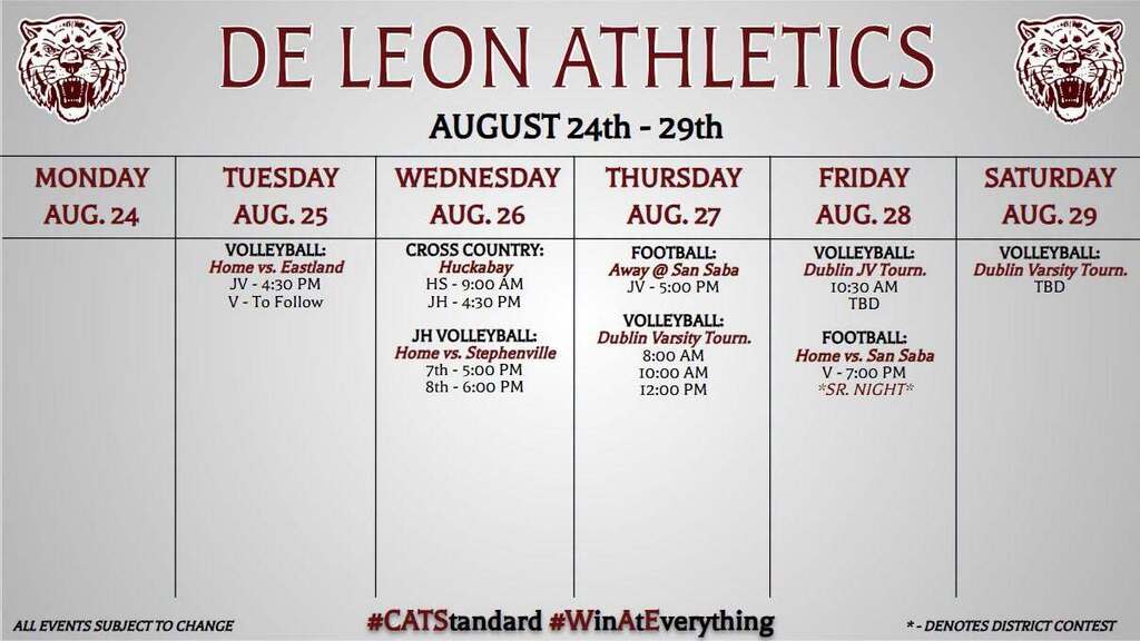 this week's events in text displayed as weekly calendar graphic