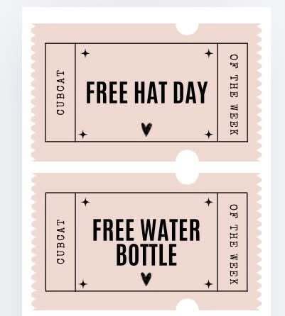 cubcat of the week free hat day and free water bottle tickets