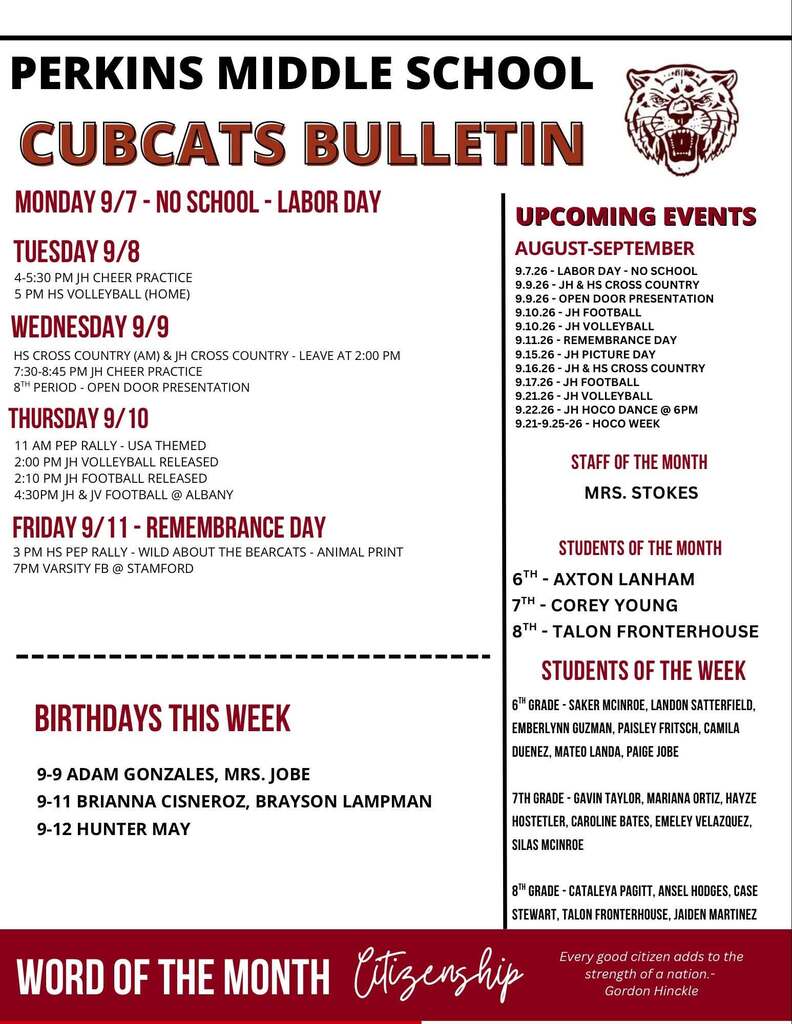 cubcats bulletin graphic