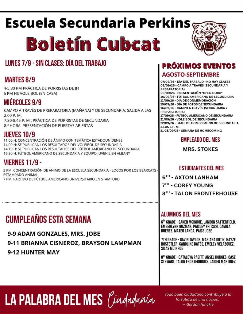 cubcat bulletin graphic in spanish