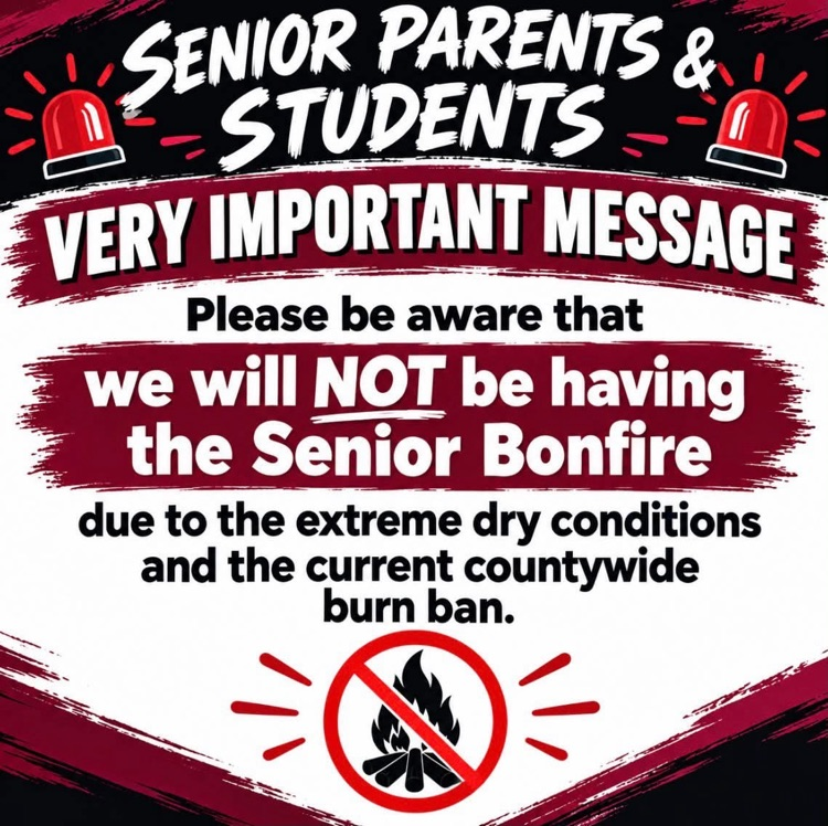 Senior bonfire cancellation text announcement 