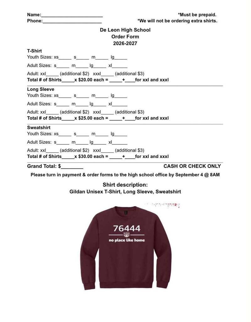sweater order form