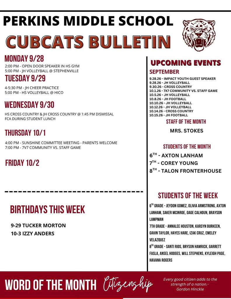 perkins middle school cubcats bulletin text graphic