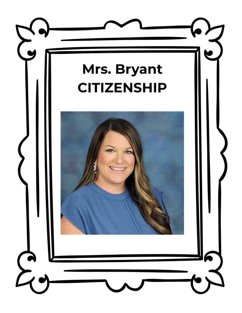 picture frame graphic with picture of Mrs. Bryant and citizenship text