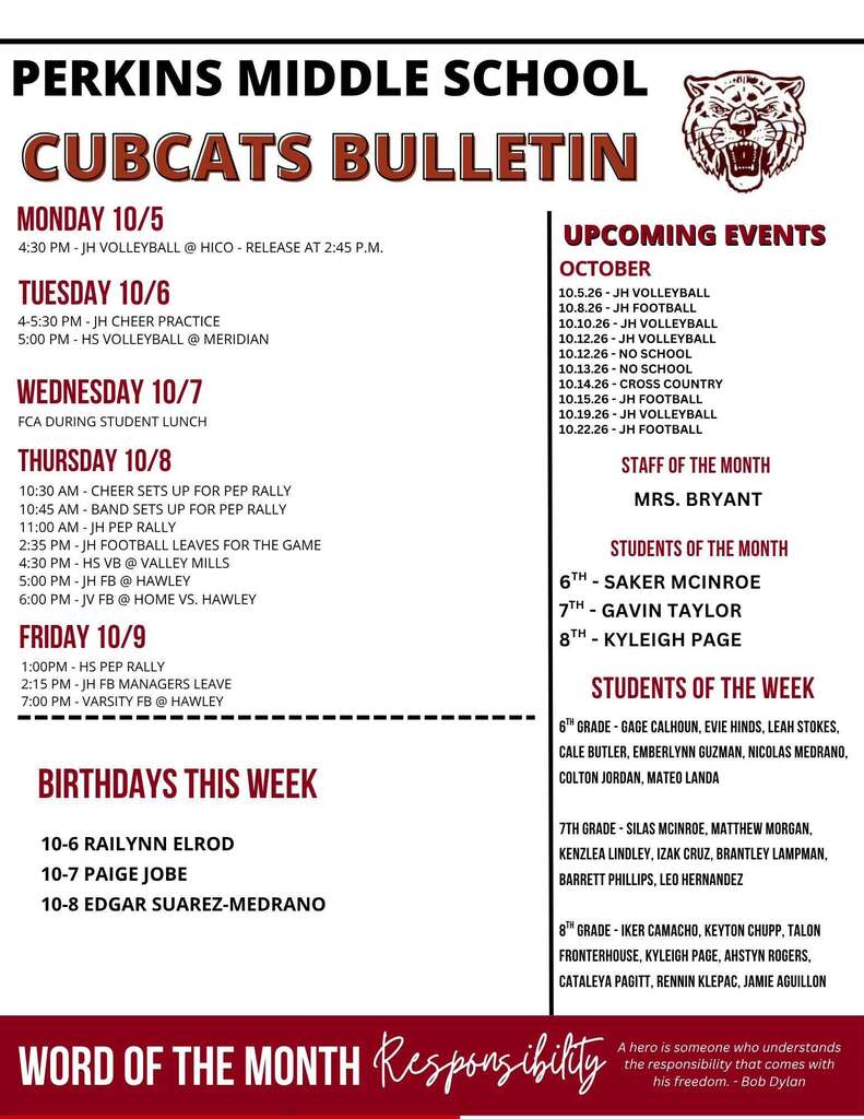 perkins middle school cubcats bulletin text graphic