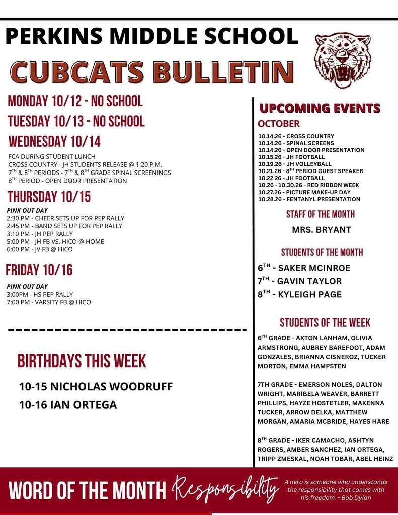 perkins middle school cubcats bulletin text graphic