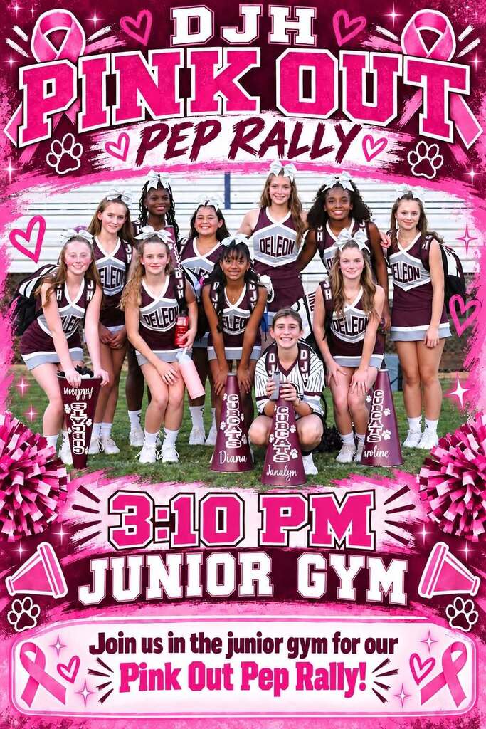DJH pink out pep rally flyer