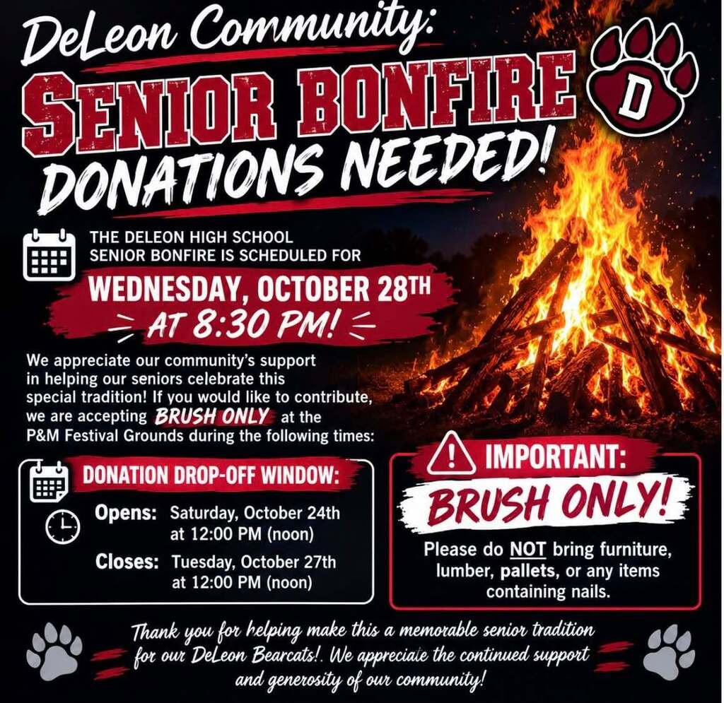Senior Bonfire donation needed info flyer