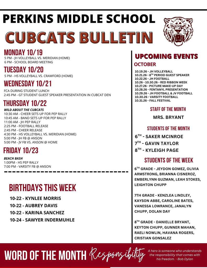 perkins middle school cubcats bulletin graphic