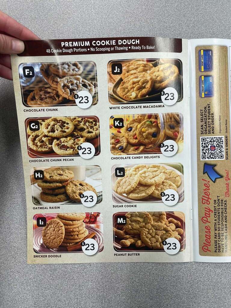 cookie box sales book page