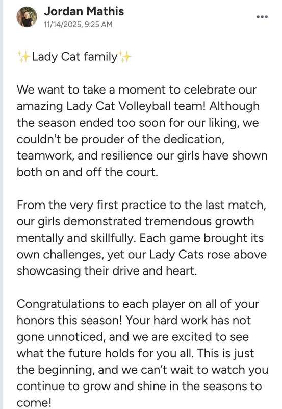 text message from coach mathis to volleyball girls